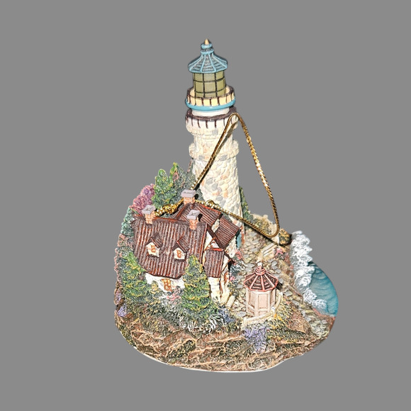 Thomas Kinkade Clearing Storms Lighthouse Ornament 2000 Bradford Exchange Illum. - Picture 4 of 6